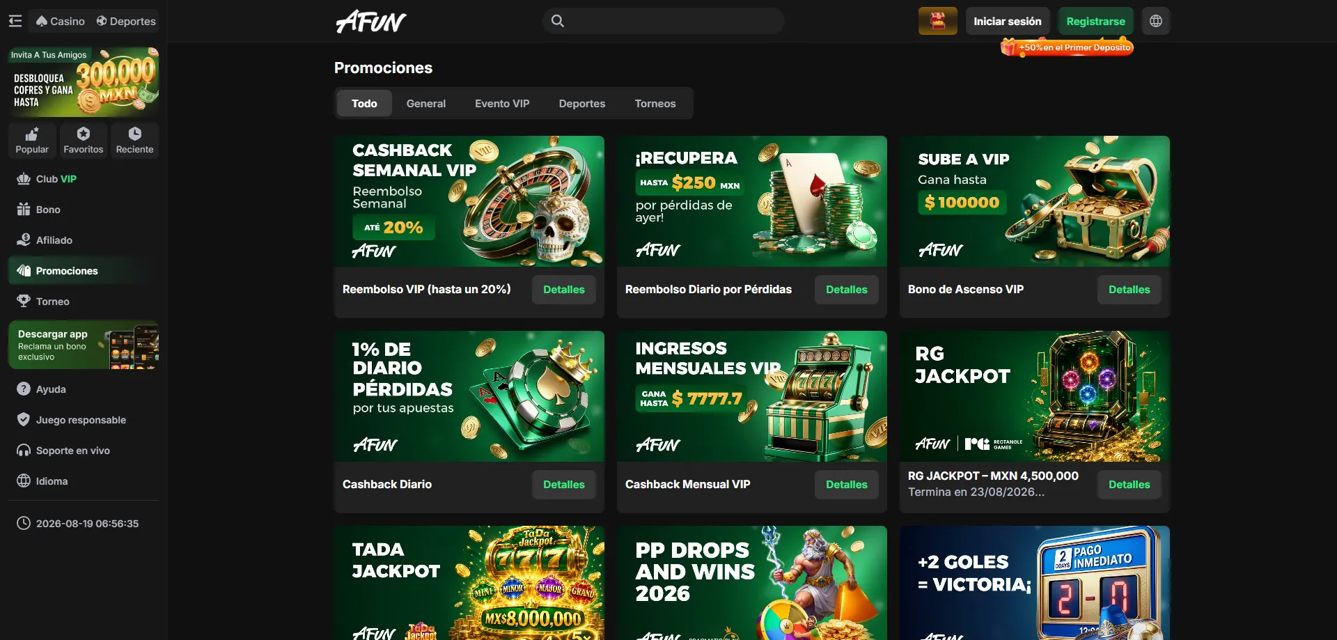 Bonos y promociones de AFUN Casino México 2026